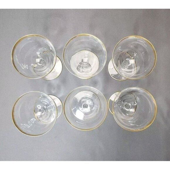 Vintage Gold-Rimmed Glass Coupe Set - Picture 3 of 5